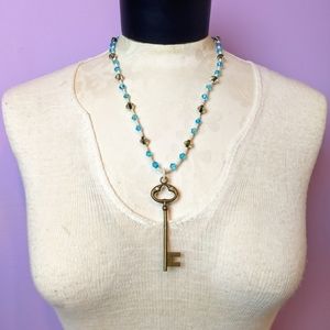Piece #171 "Brass Key" Statement Necklace Handmade